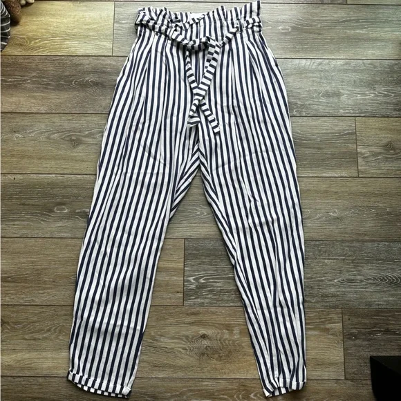 Mayoral Girls High Waist Paper‎ Boy Mayoral Navy Stripe Pleated Pants Size 14 - Picture 2 of 12